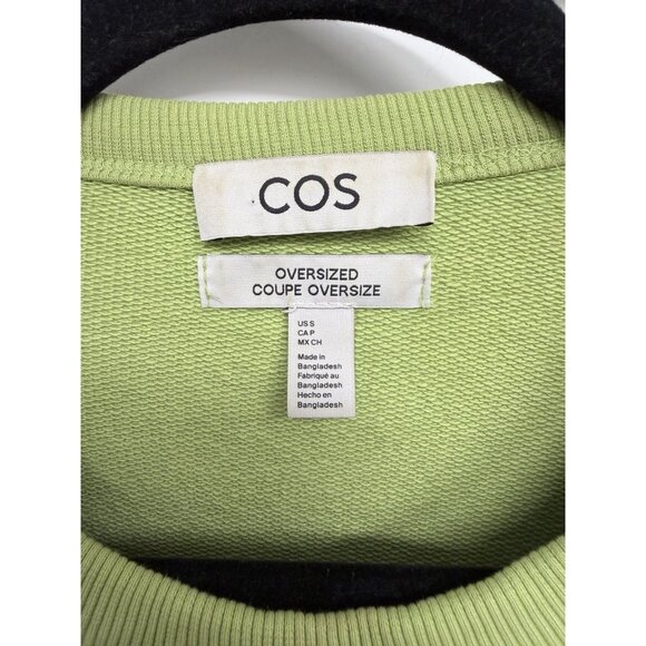 COS Size S Oversized Coupe 100% Cotton Tshirt- Green With Terry cloth Panel - Picture 3 of 6